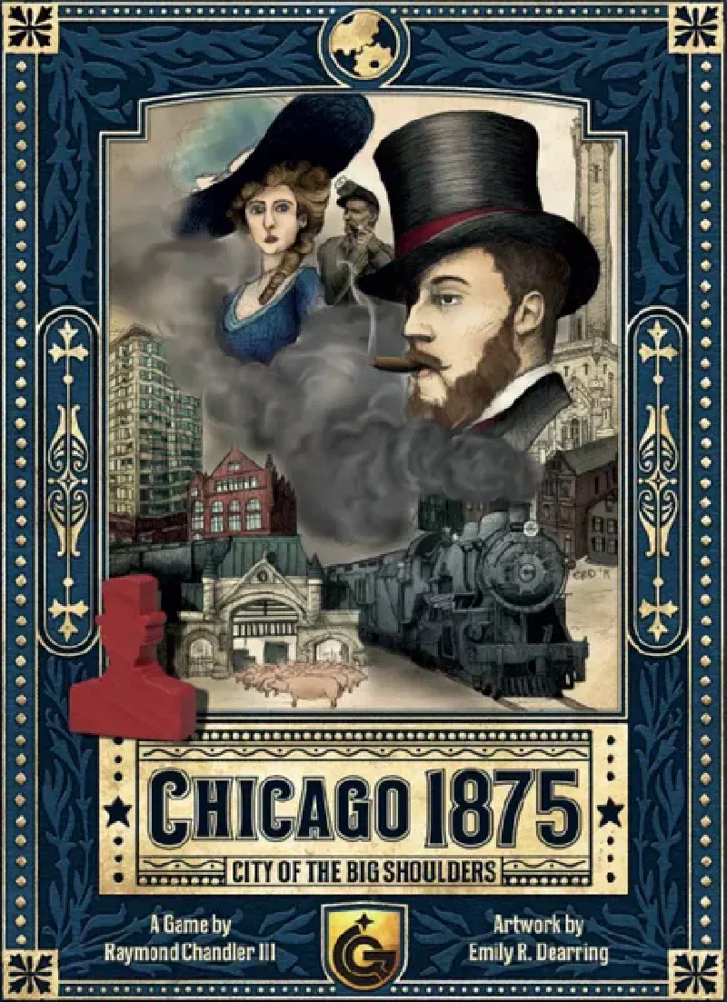 Its the box cover for my game. There is a train, and a dude with a top hat smoking a cigar.